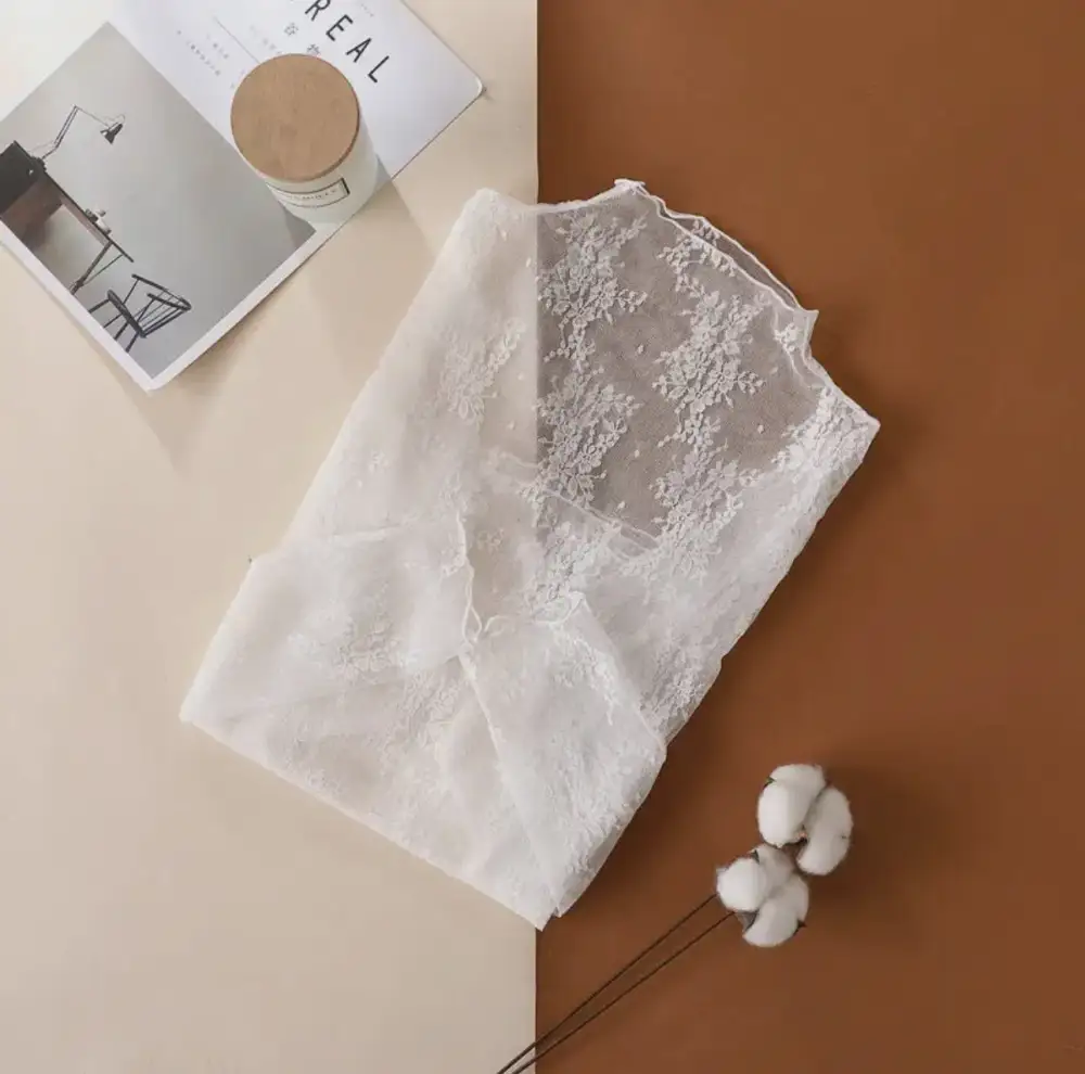 Lace Sheer Mesh Blouse