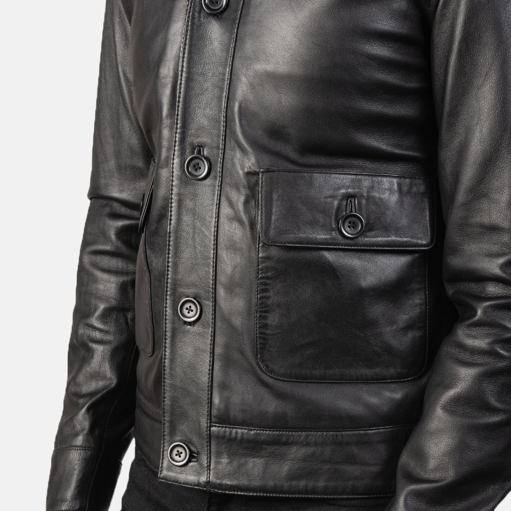 Men's Classic Outdoor Bomber Leather Jacket