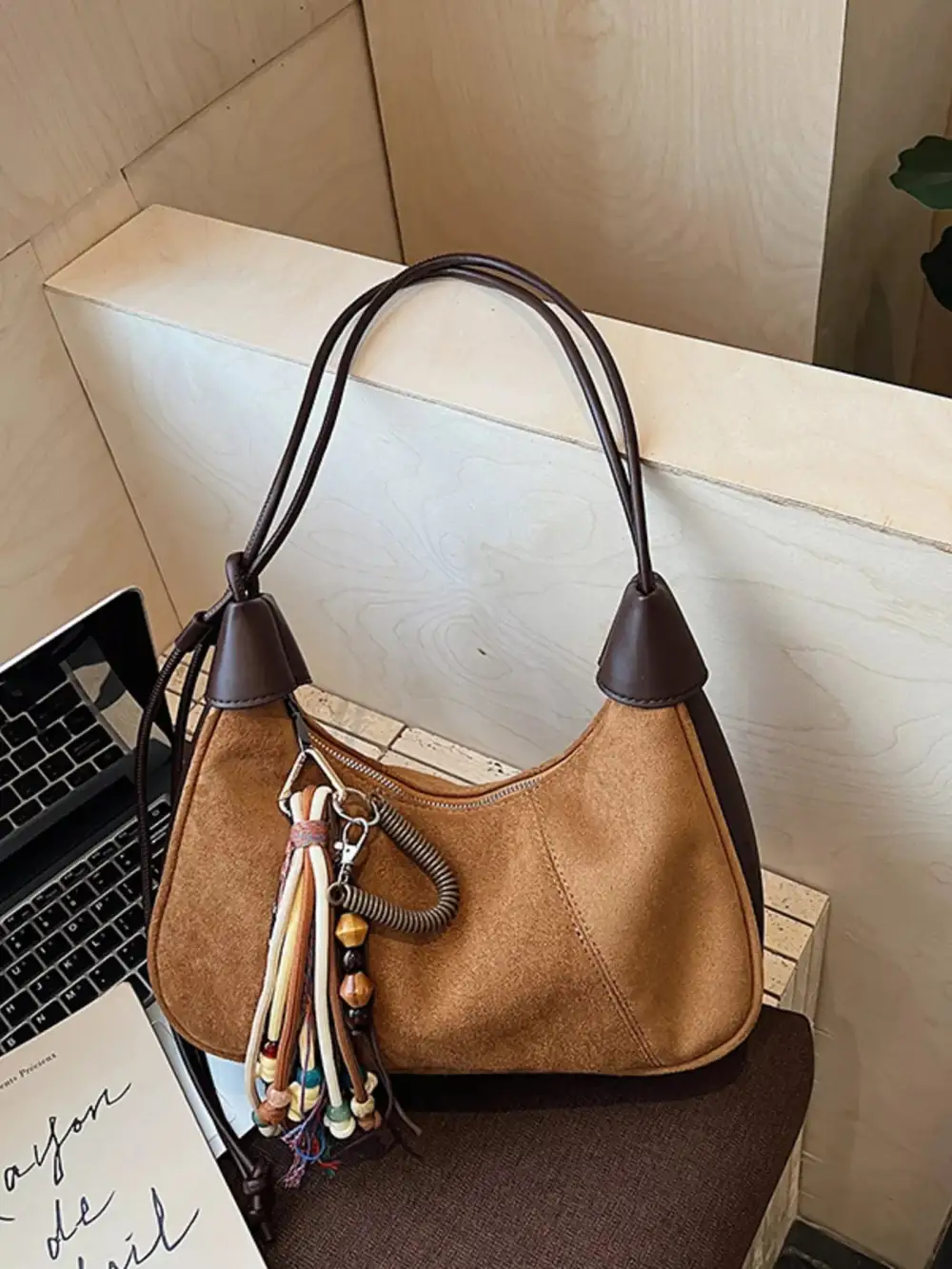 Vintage Tassel Suede Shoulder Bag
