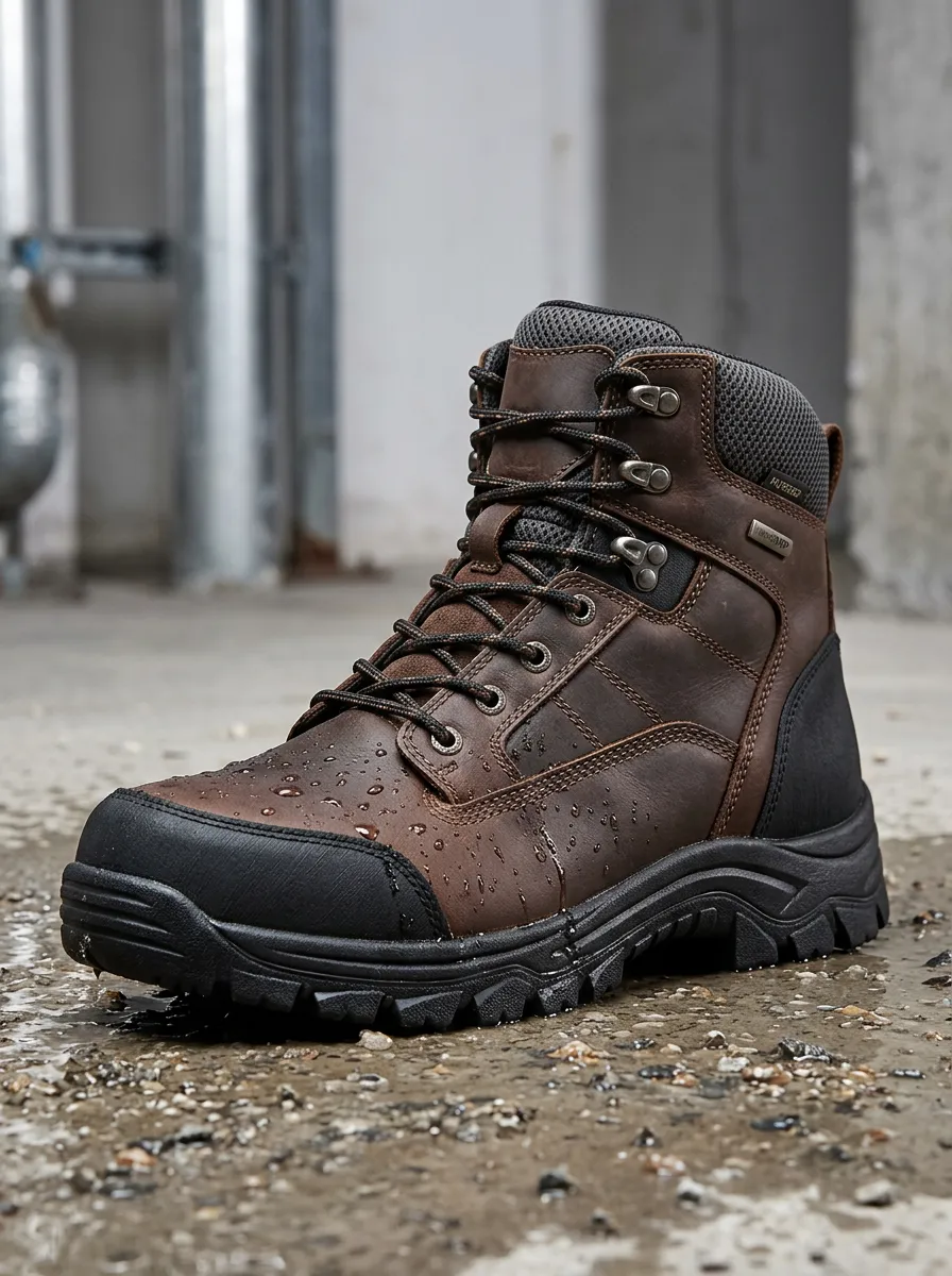 Heavy-Duty-Look Hiking Leather-Look Men's Waterproof Work Boots