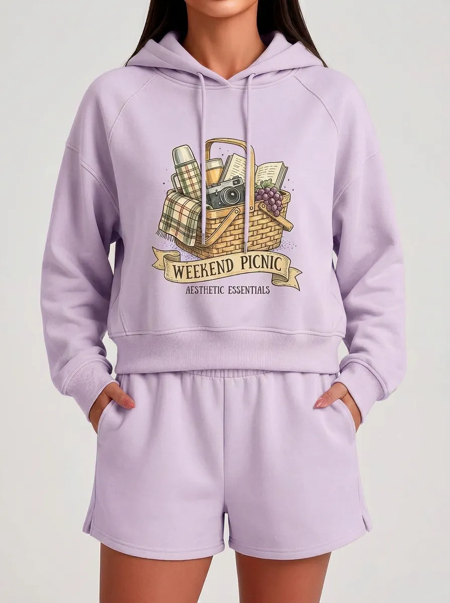 Women's Weekend Picnic Basket Camera Book Graphic Hoodie