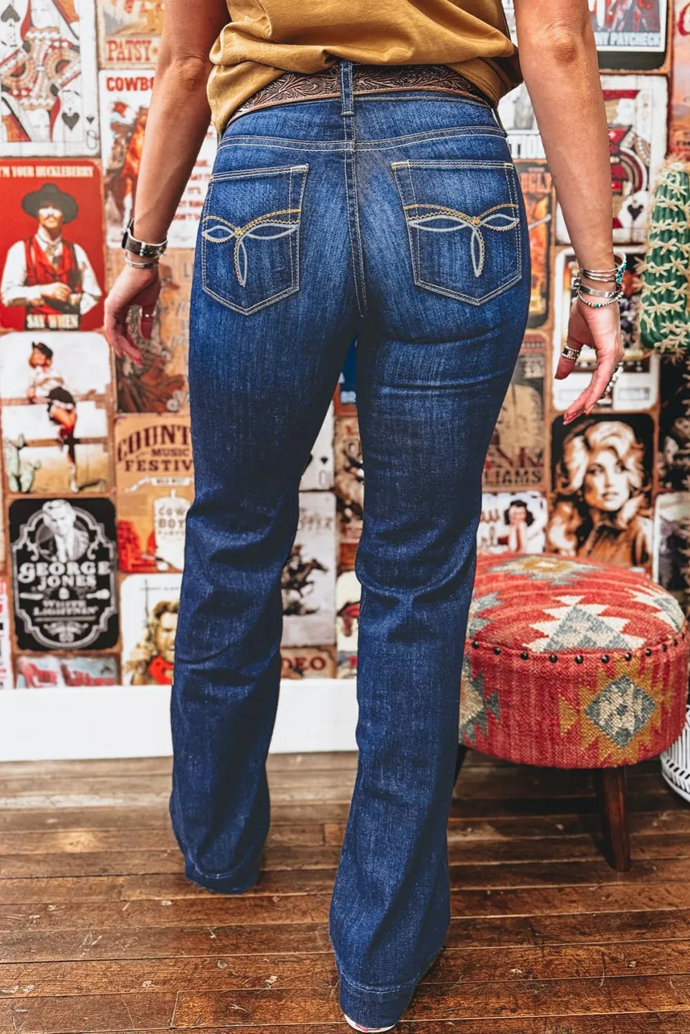 Bootcut Patch Pocket Casual Jeans