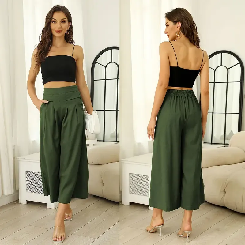 Women's Cotton Linen Culottes Pants