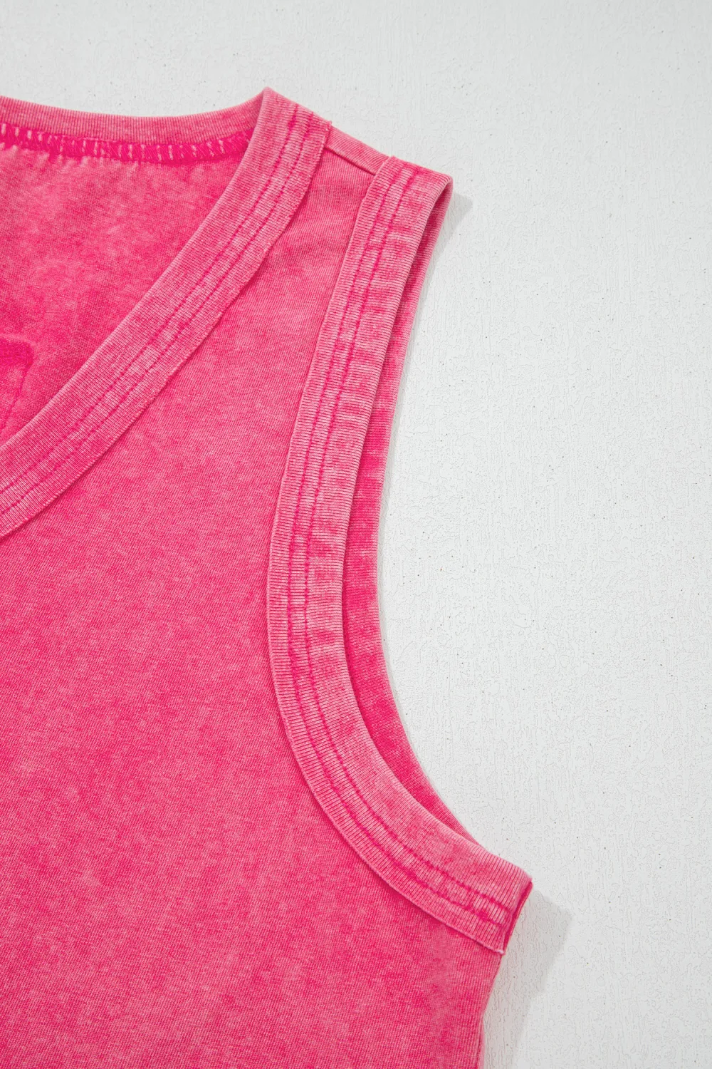Rose Red Mineral Wash V Neck Tank Top
