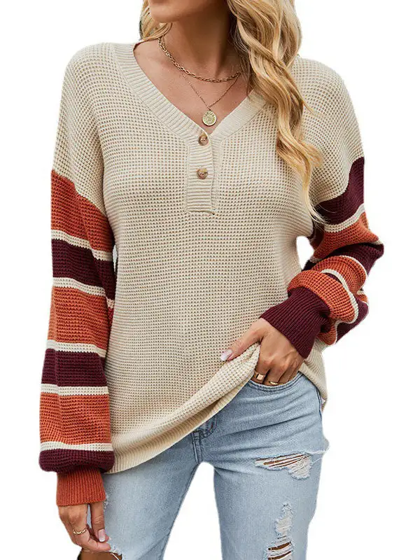 Everyday Women's Striped V-Neck Relaxed Sweater