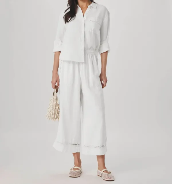 Linen Trim Button Top