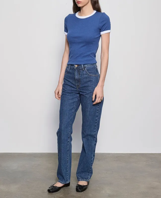 Classic Ringer Tee Ink Blue/white