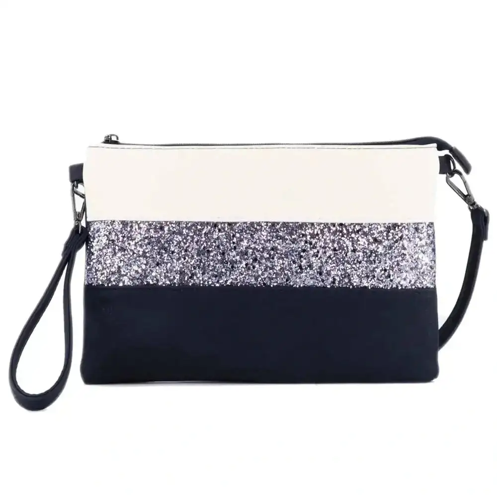 Everyday Faux Leather Compact Glitter Crossbody Bag