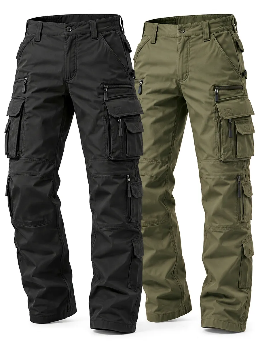 Rugged Zipper Pocket Tactical Utility Cargo Pants Set
