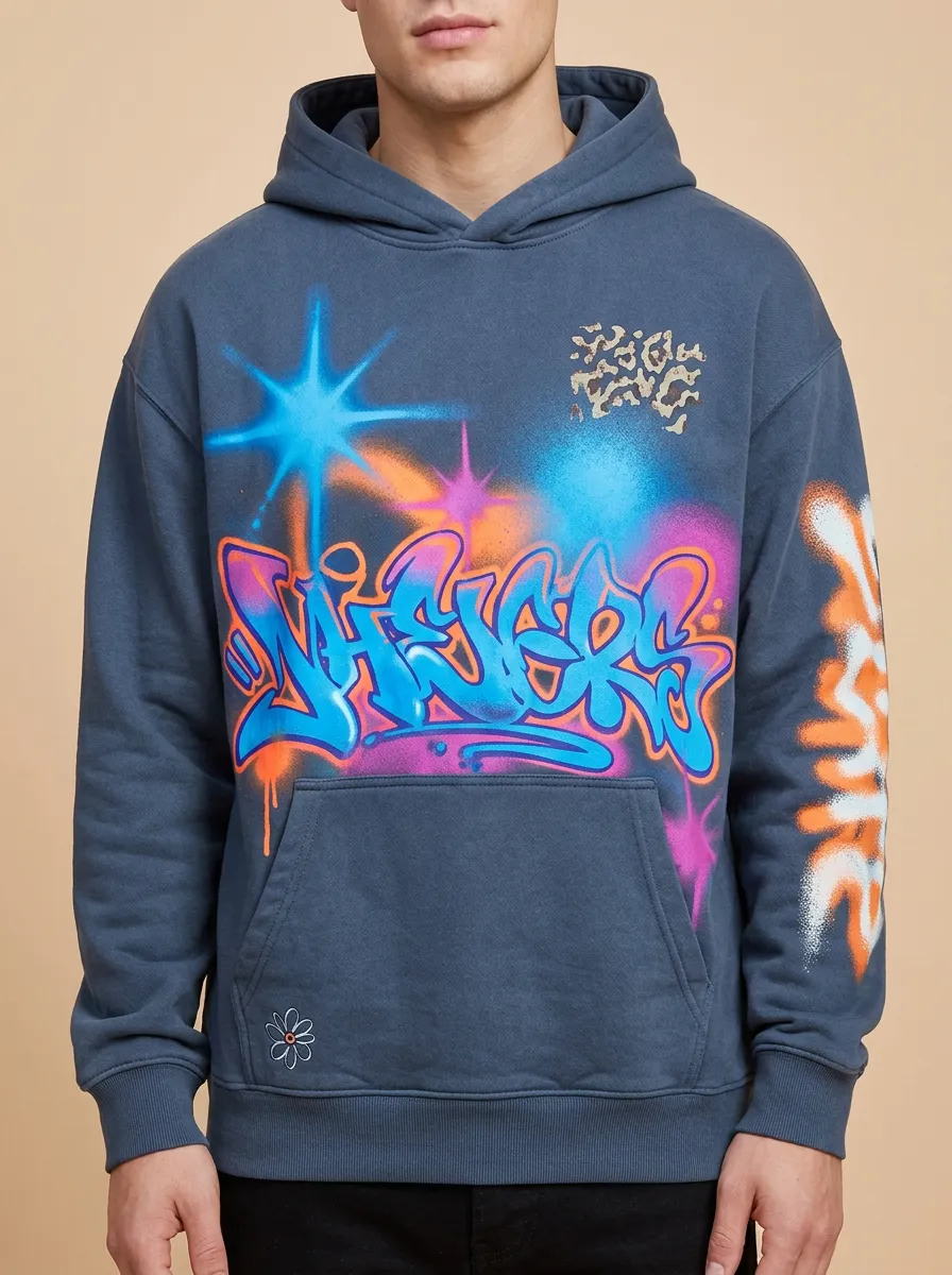 Unisex Streetwear Graffiti Star Graphic Hoodie