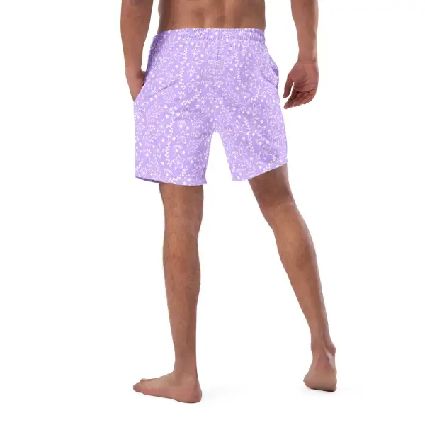 Mesh Lined Pocketed Floral Print Swim Trunks