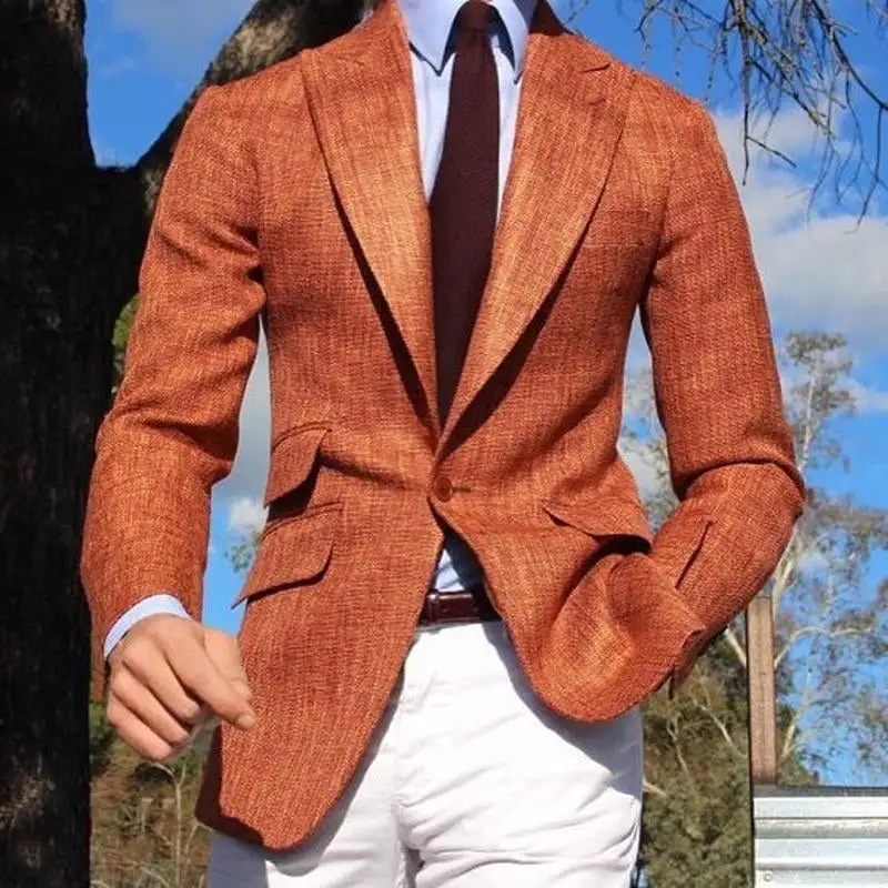 Sharp Lapel Cotton Blazer