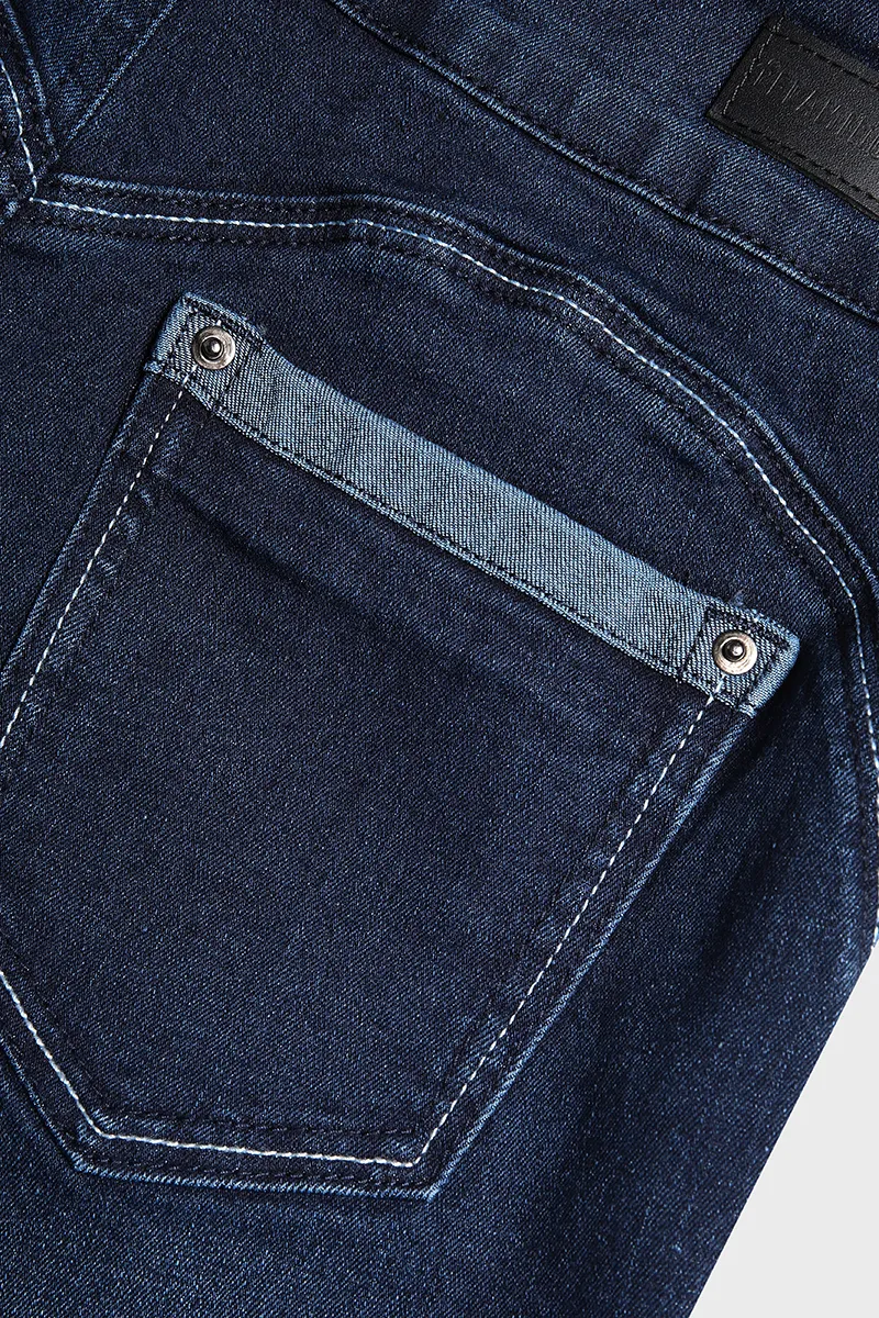 Button Front Cuffed Hem Tummy Control Butt Lifting Denim Shorts