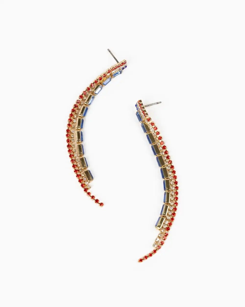 Mixed Crystal Fringe Dangle Earrings