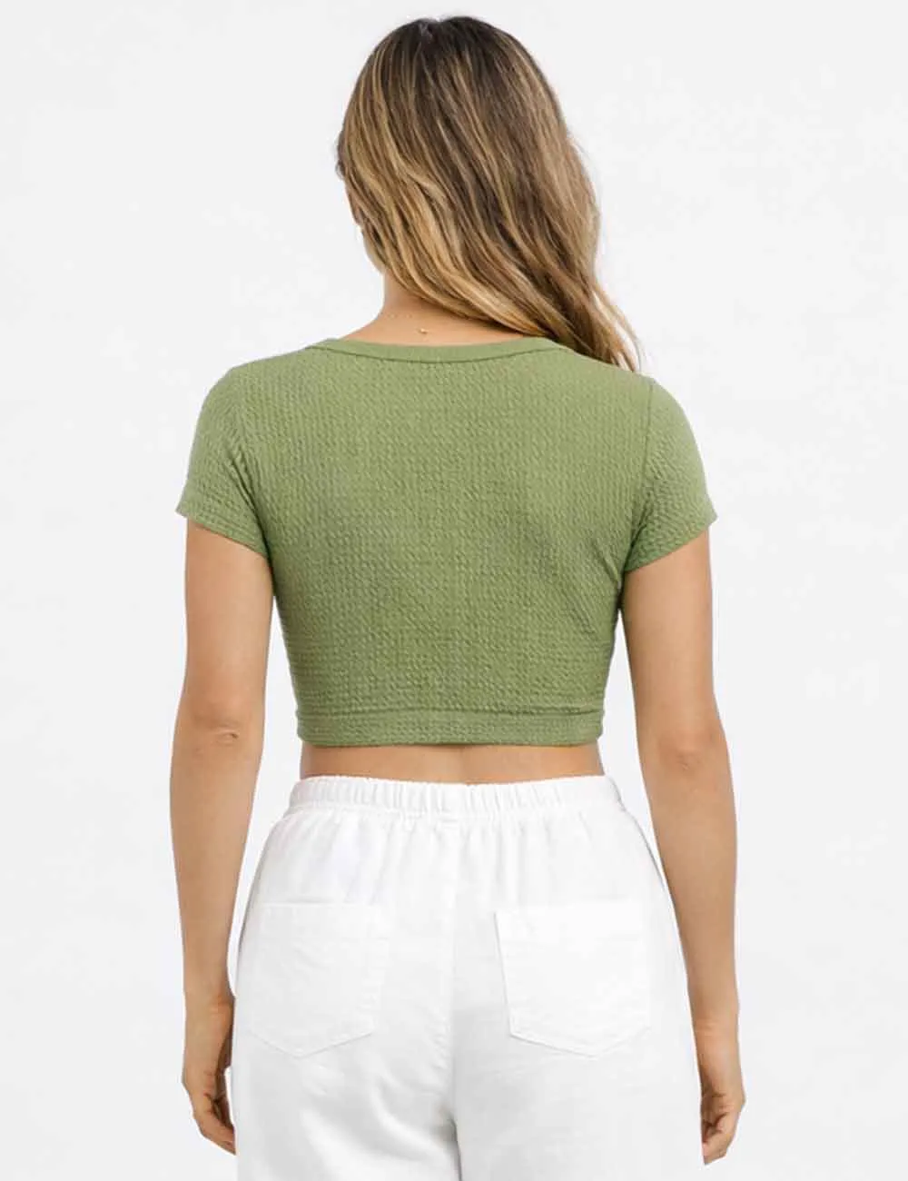 Chic Knit Round Neck Cap Sleeve Crop Top