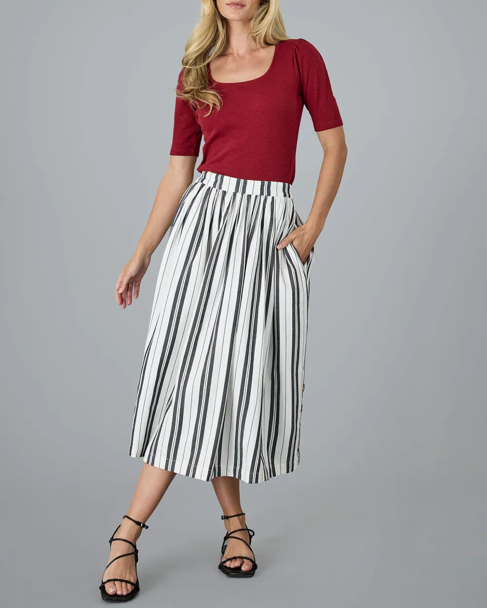 Black Striped Maxi Skirt
