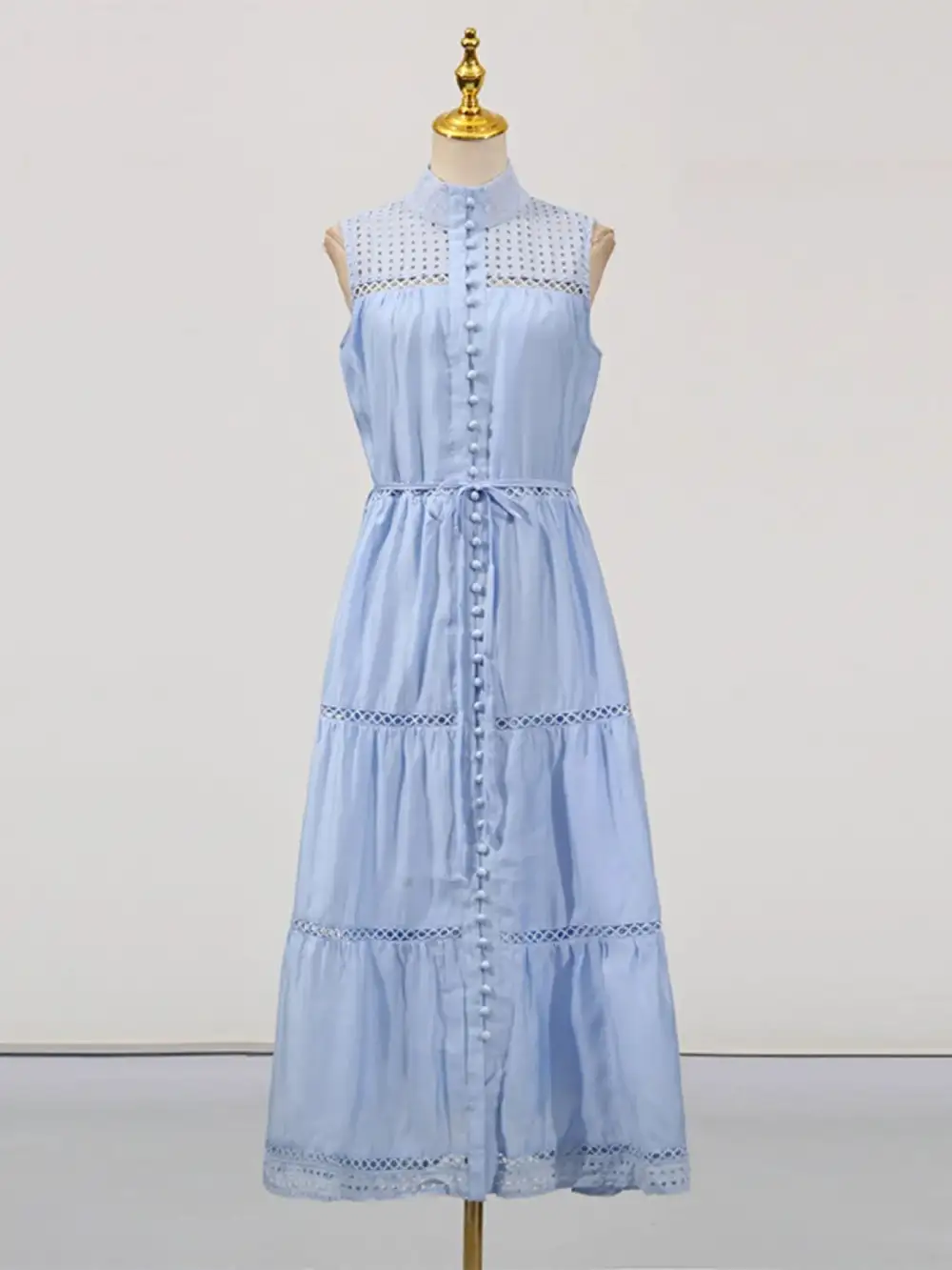 Layered Detail Sleeveless Midi Dress