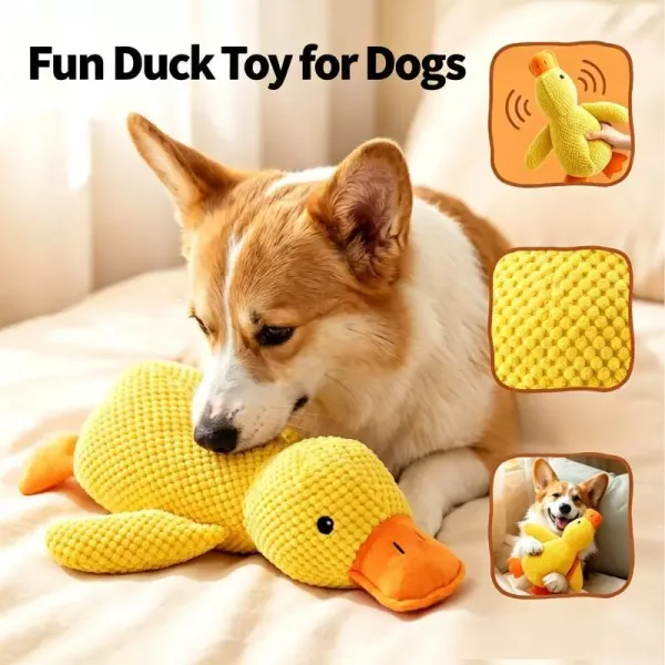 Squeaky Plush Duck Dog Toy Pineapple Fabric Secure Stitching Cotton Filling Bite Resistant Anxiety Relief Teething Pet