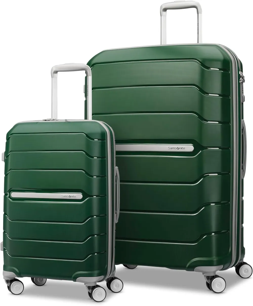Samsonite Freeform Hardside Carry-On Luggage with Spinner Wheels - Hardshell Suitcase - TSA, Airline-Approved - Expandable Hard Shell, Smooth Rolling Wheels for Lightweight Travel - White/Grey