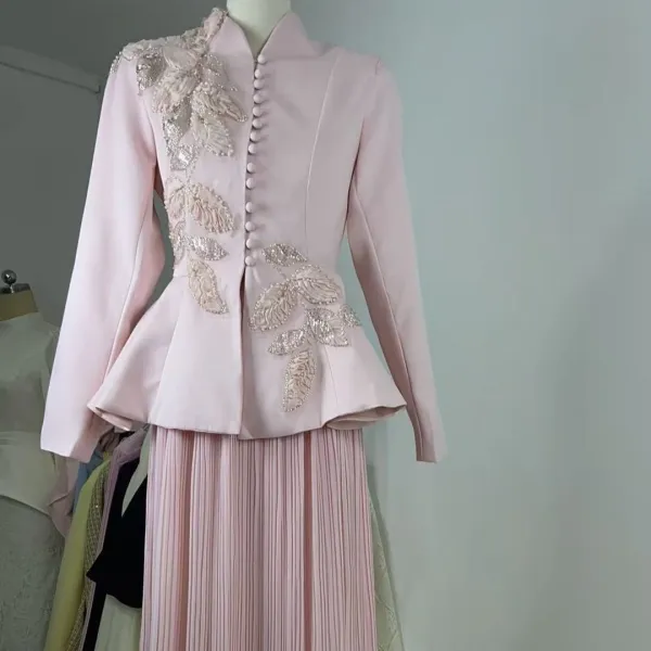 Modern Embroidered Jacket Skirt Set