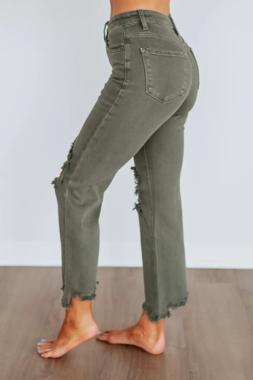 Women's High Rise Cropped Frayed Hem Jeans