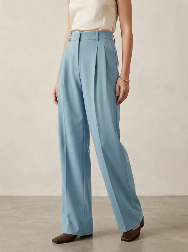 Pleated Tailored Draped Women's Wide-Leg Trousers