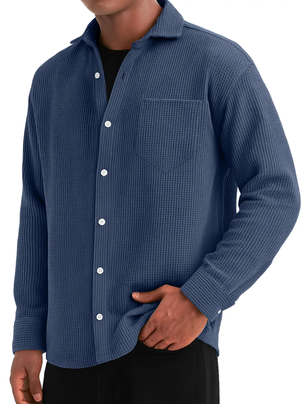 Comfort Fit Textured Knit Pocket Shirt