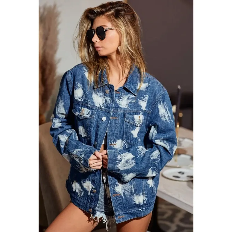 Washed Tie-Dye Denim Jacket