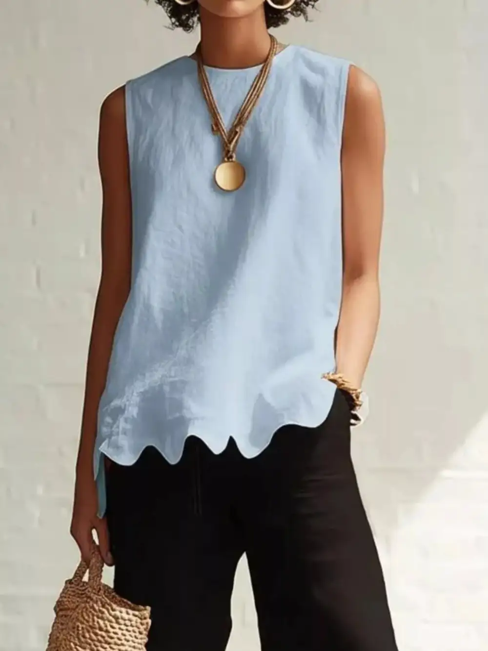 Buttoned Ruffled Tank Top