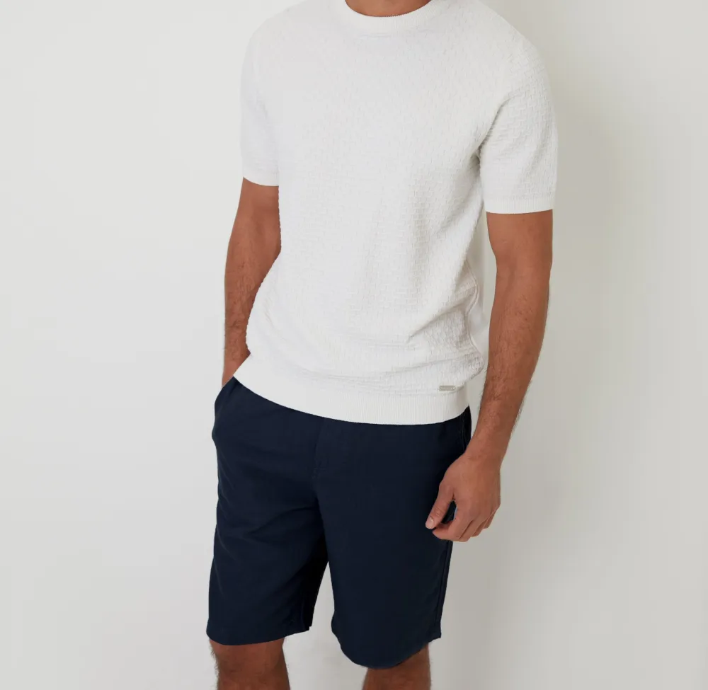 Men's Navy Linen Blend Shorts