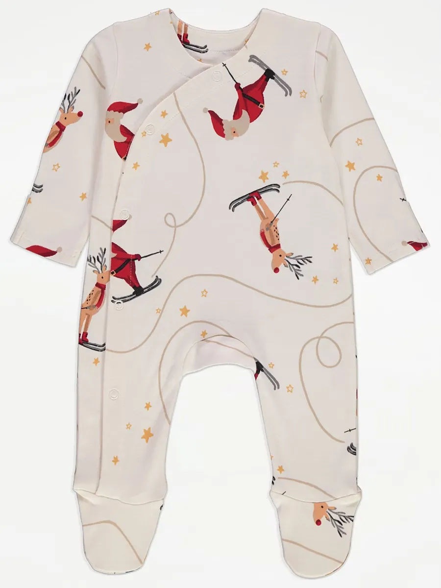 Christmas Cream Jingle Reindeer Matching Family Baby Sleepsuit