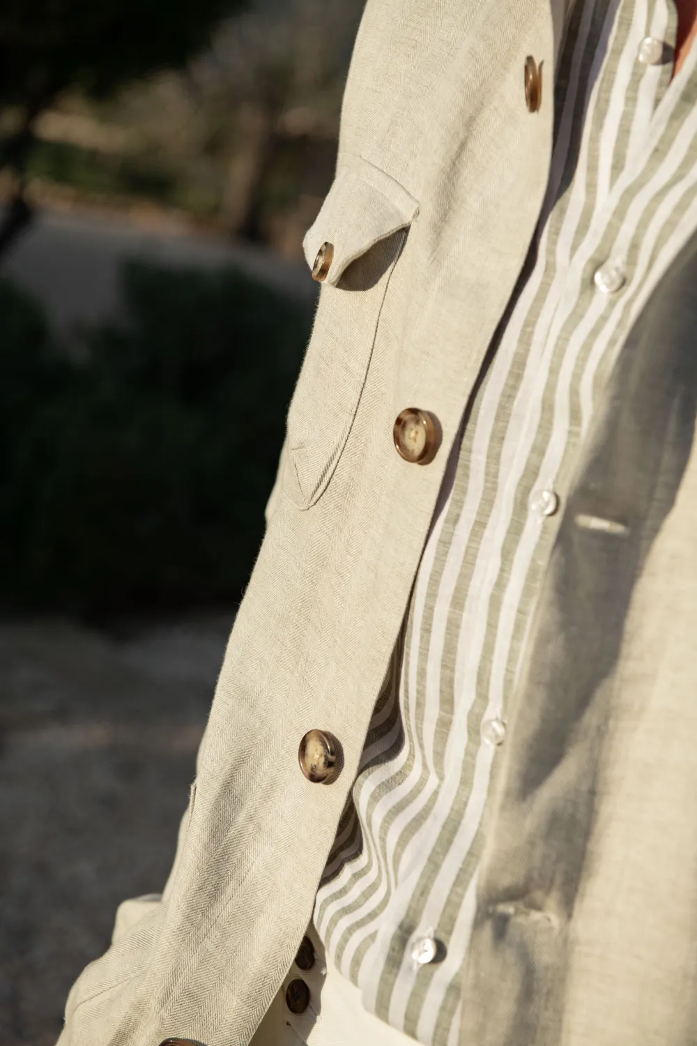 Herringbone Linen Safari Jacket