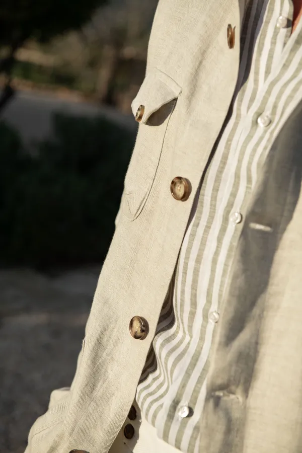 Herringbone Linen Safari Jacket