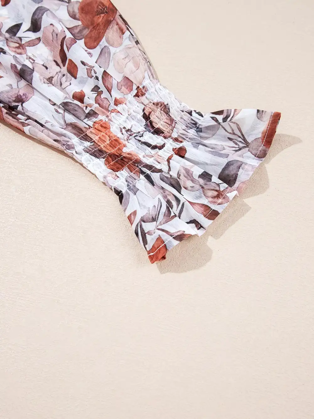 Layered Detail Floral Printed Long Sleeve Mini Dress
