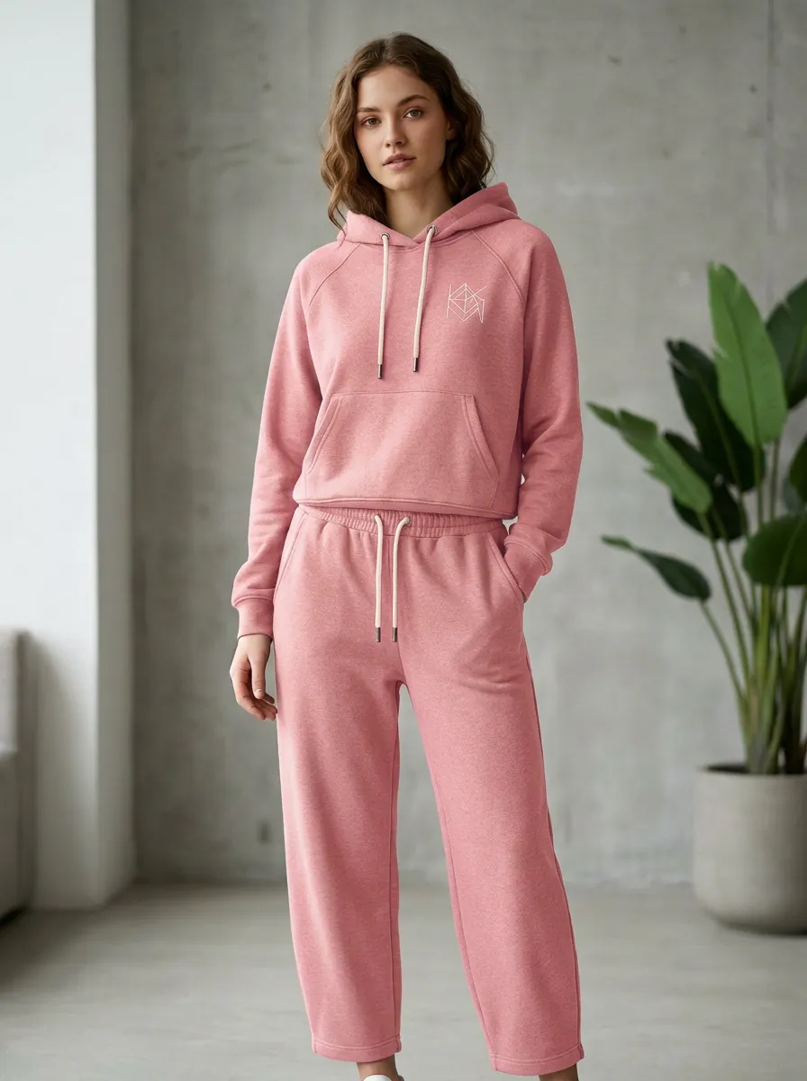 Women's Geometric Logo Olive Green Printed Hoodie Jogger Set