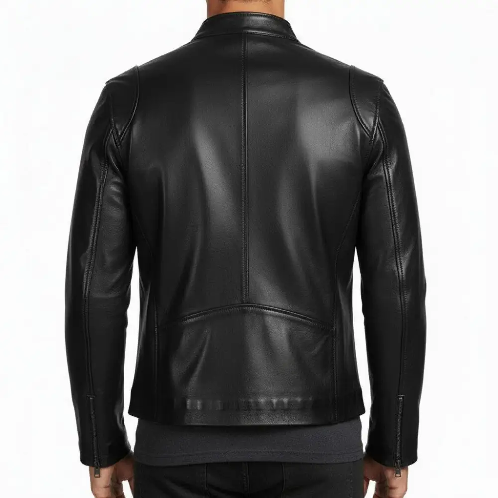 Classic Leather Biker Bomber Multi Pocket Jacket