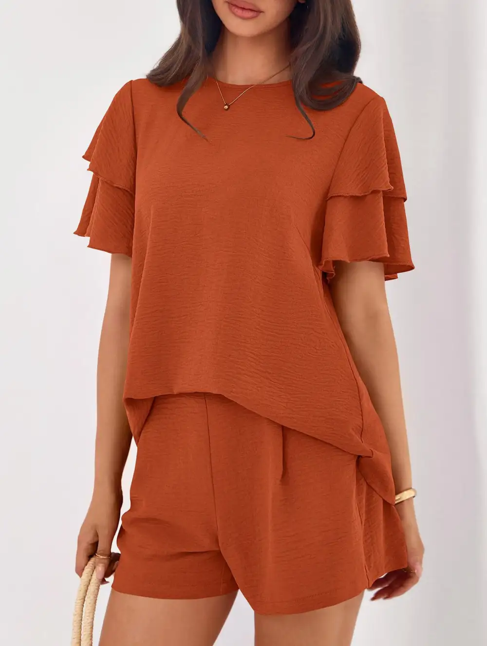 Crew Neck Top Two Piece Set