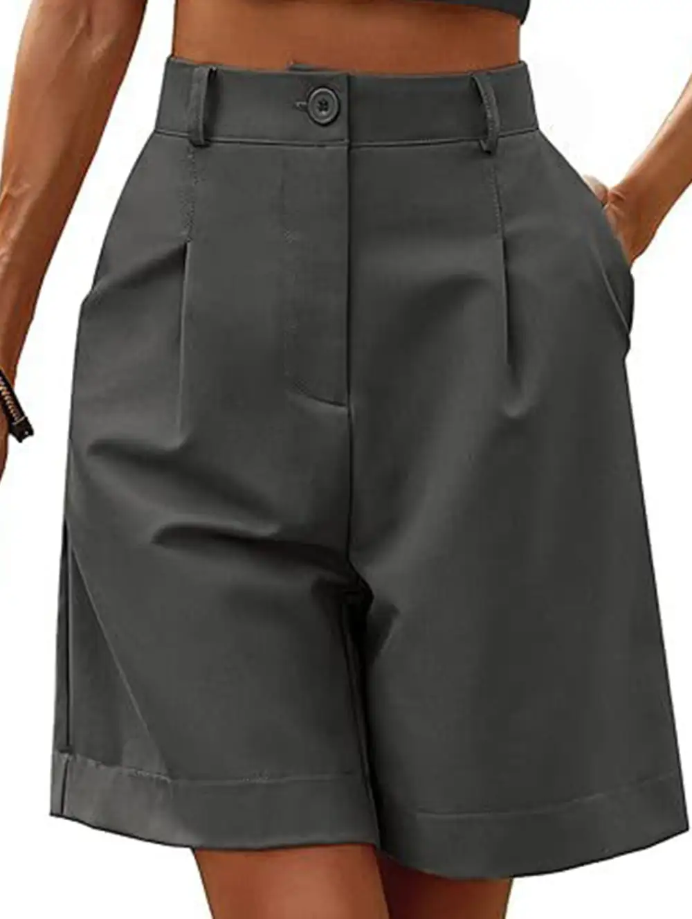 High-Waist Wide-Leg Suit Shorts