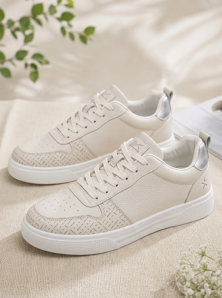Men's Casual Minimalist Perforated Pattern Printed Sneakers
