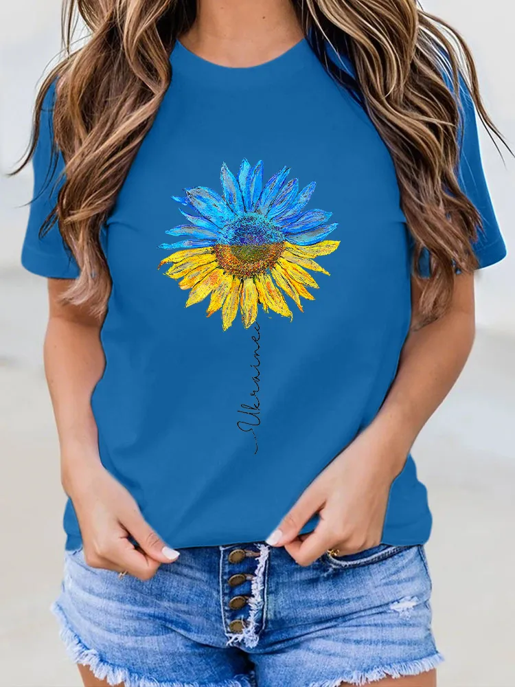 Sunflower Printed Short-Sleeved T-Shirts