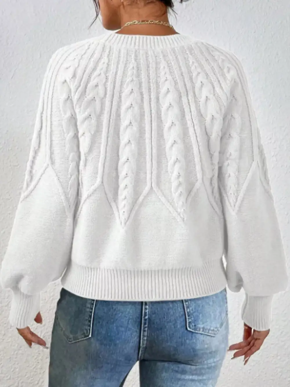 Essential Long Sleeve Cable Knit Sweater