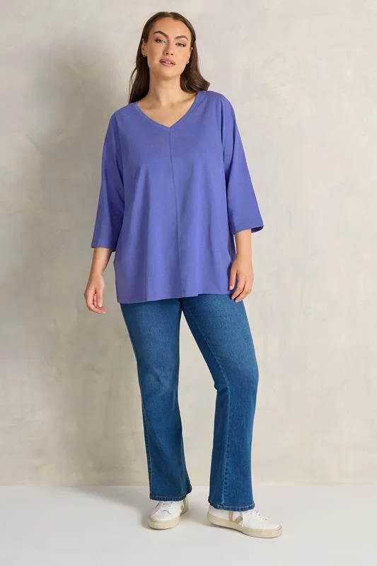 Blue V-Neck Cotton Top detail 1
