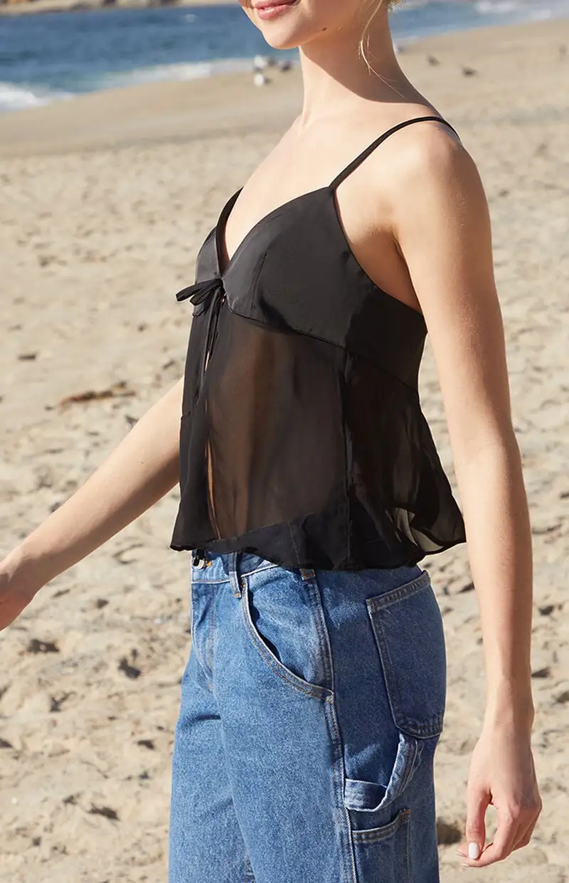 John Galt Black Tie Front Top