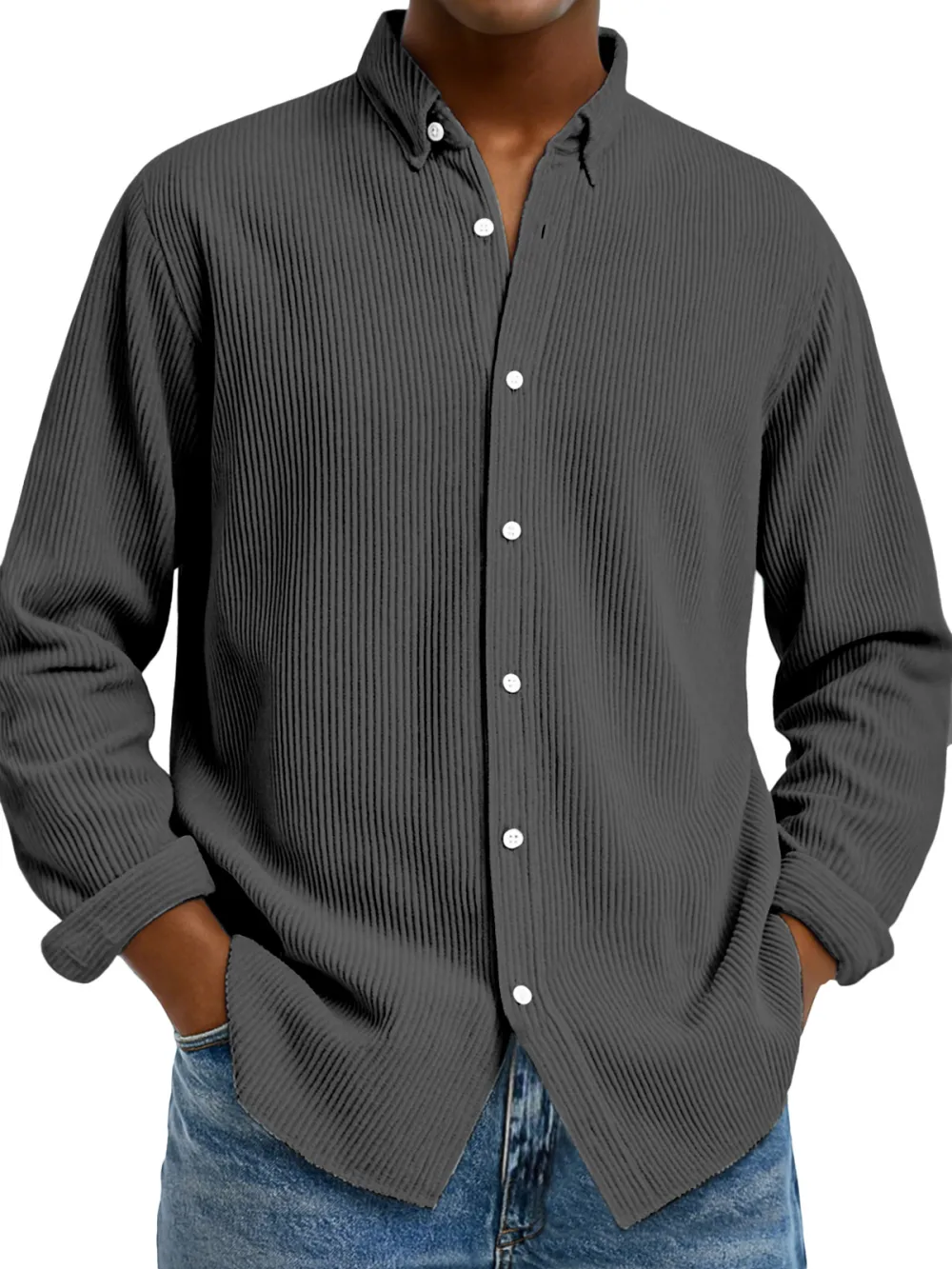 Clean Cut Long Sleeve Open Collar Shirt