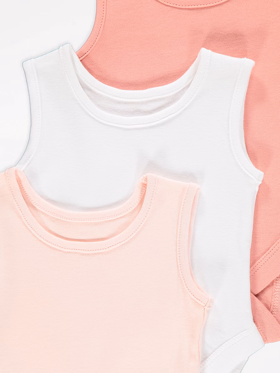 Pink Sleeveless Bodysuits 3 Pack detail 1