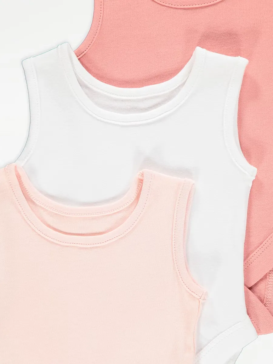 Pink Sleeveless Bodysuits 3 Pack