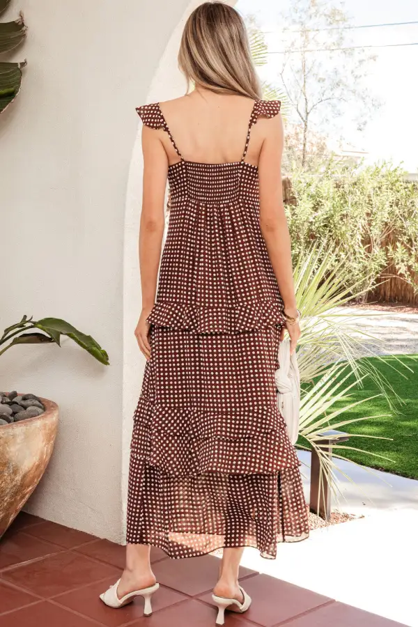 Polka Dot Ruffled Tiered Maxi Dress