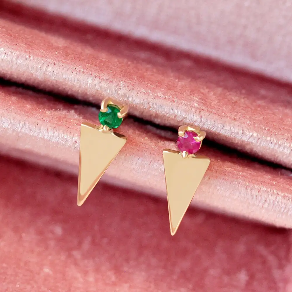 Gemstone And Stud Earrings
