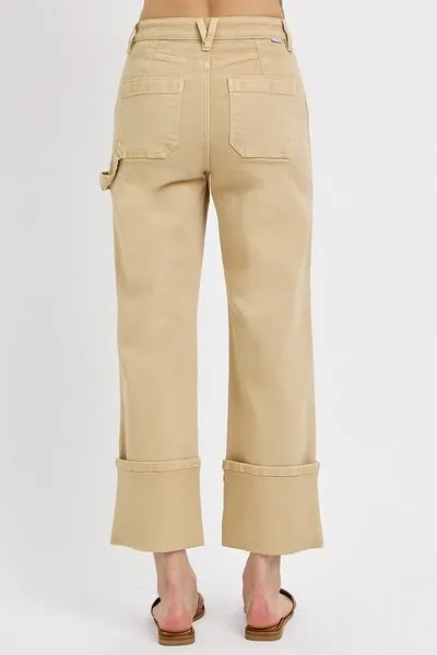 Everyday High Waist Wide Leg Cuffed Denim Jeans