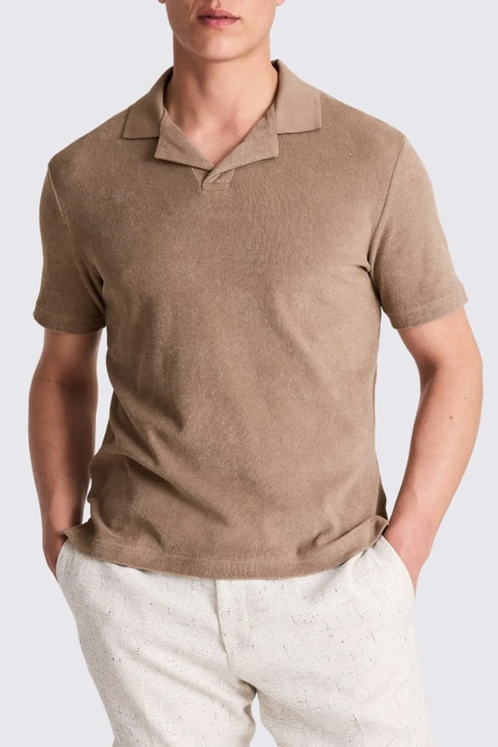 Men'sTaupe Captain-Collar Polo Shirt